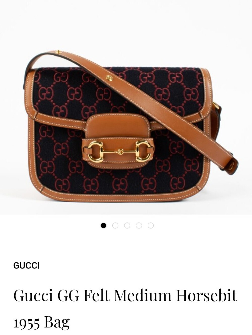 Gucci Horsebit 1955 Wool Felt Crossbody with Red GG